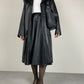 Trench in vera pelle con collo in pelliccia Mongolia