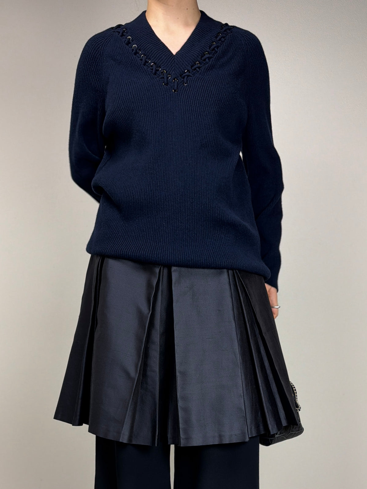 Maglione in lana e cashmere con intrecci