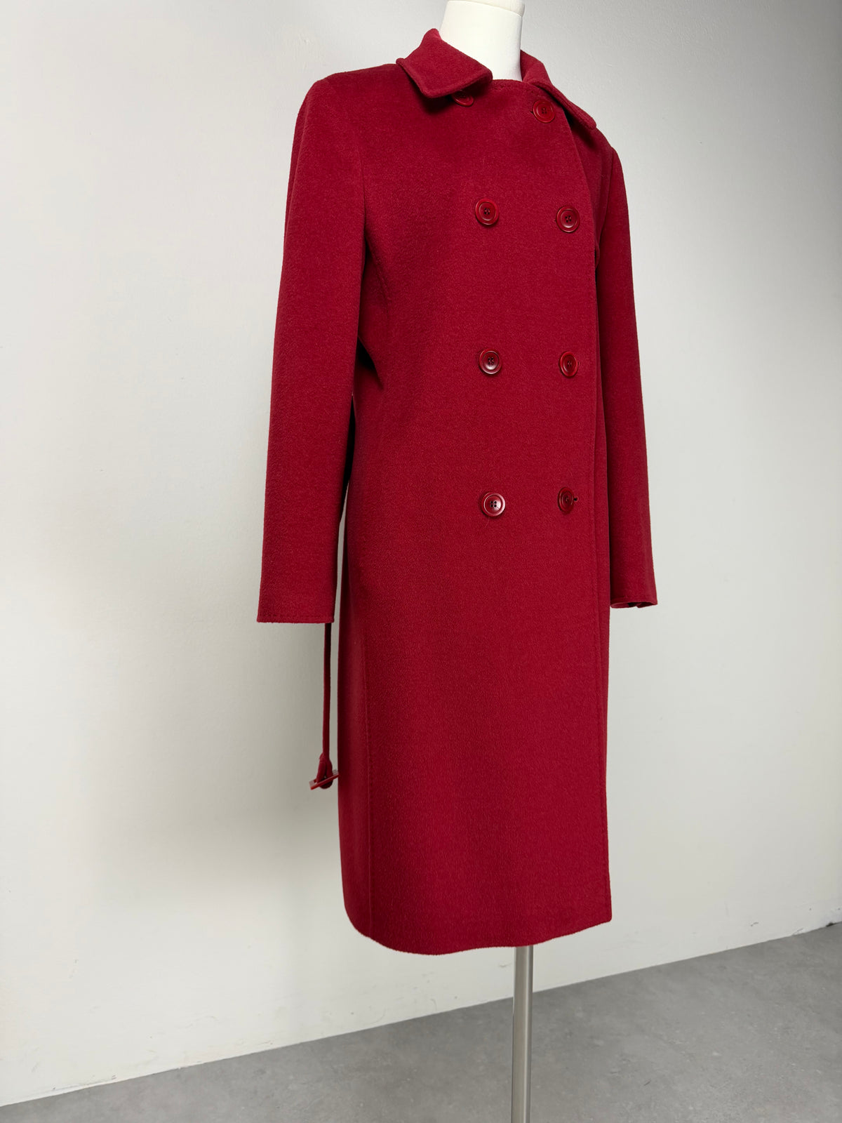 Cappotto bordeaux in lana cashmere e angora