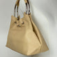 Borsa in vera pelle con manici in metallo