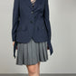 Blazer blu in lana con cintura