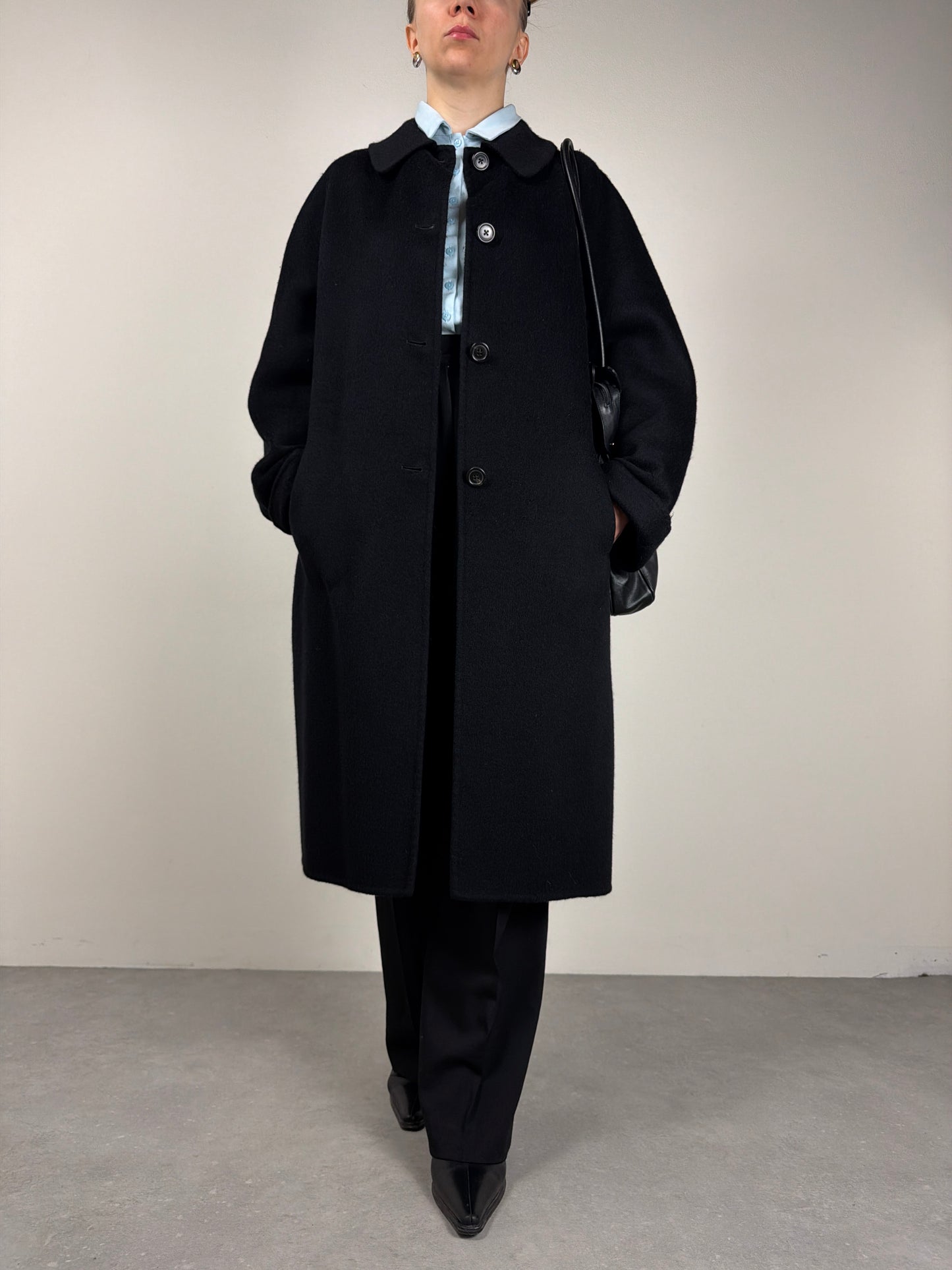 JIL Sander cappotto in drap di angora nero