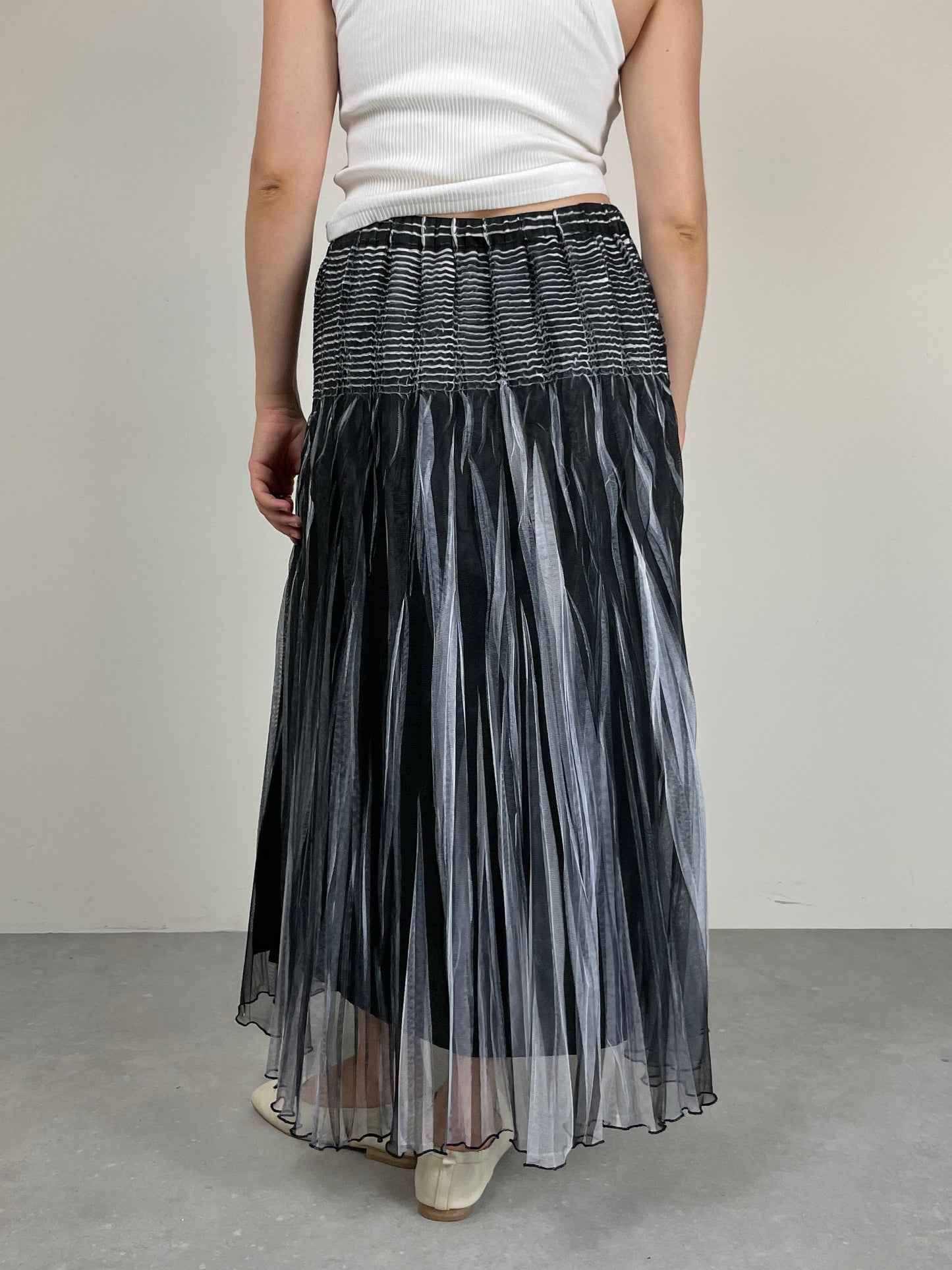 Gonna bicolor in tulle plissettato