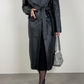 Leather long trench coat