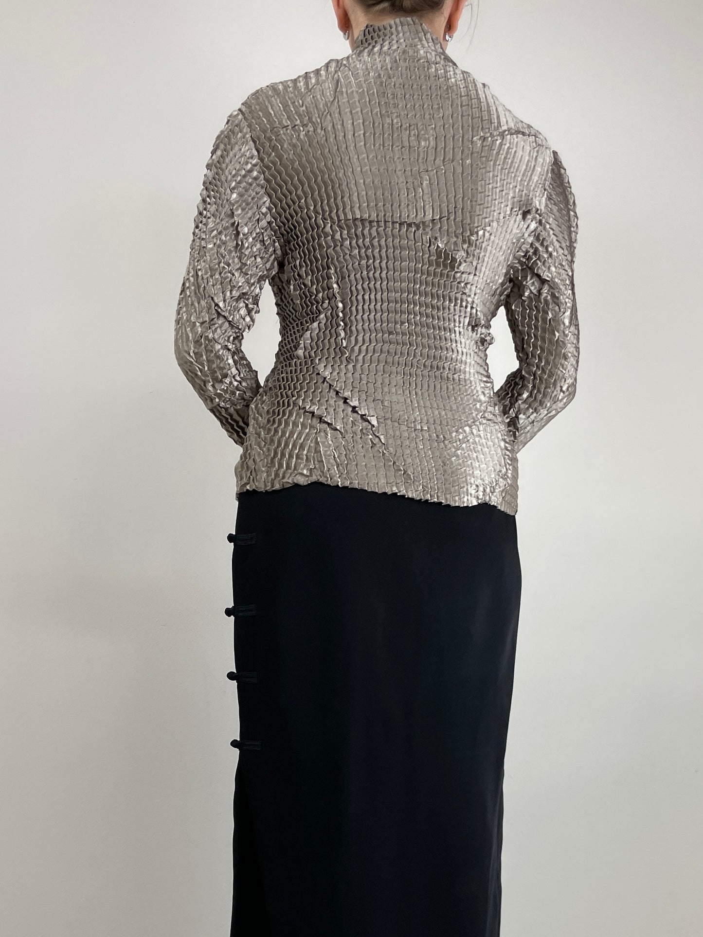 Camicia plissè geometrico cangiante