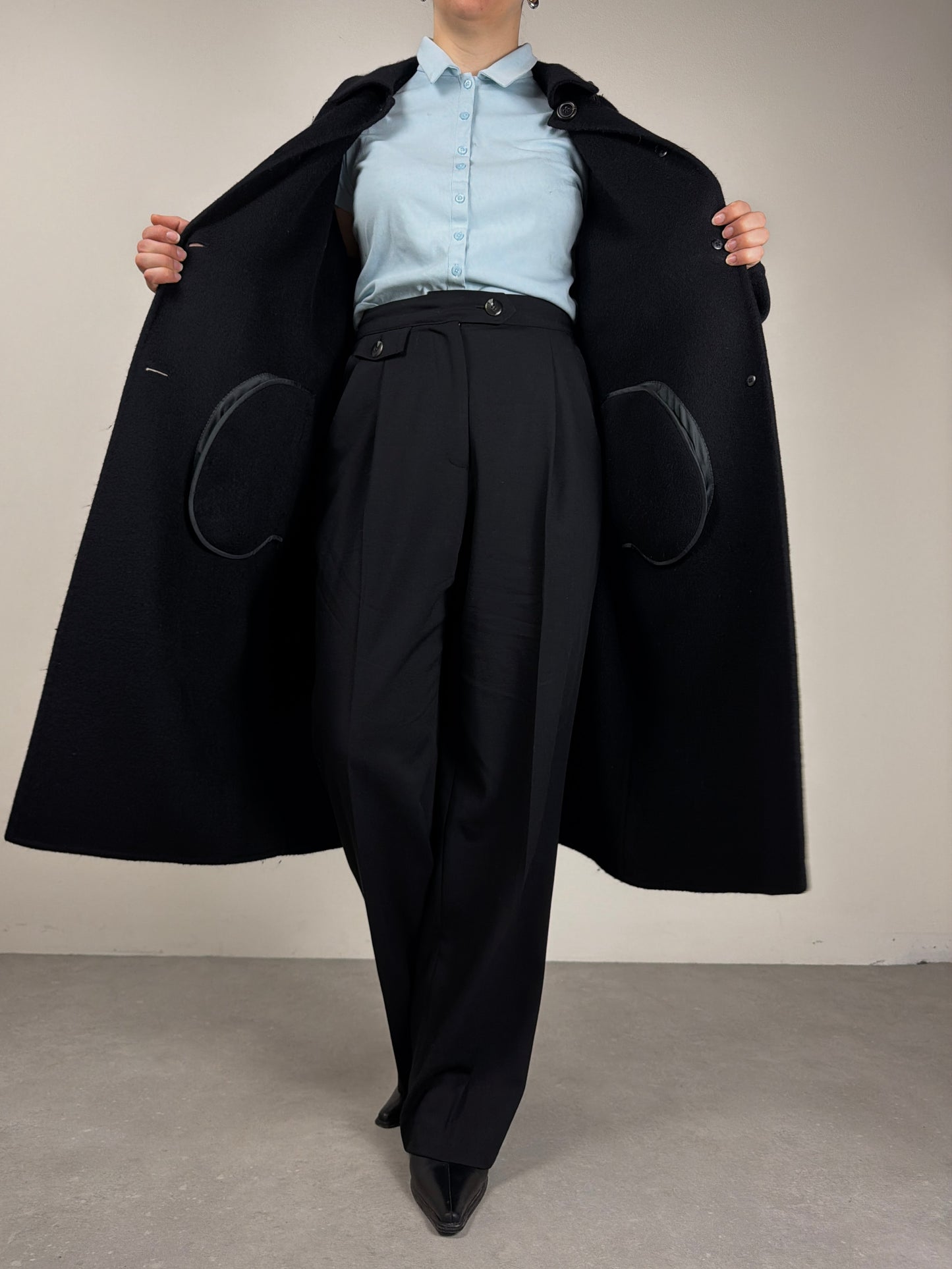 JIL Sander cappotto in drap di angora nero