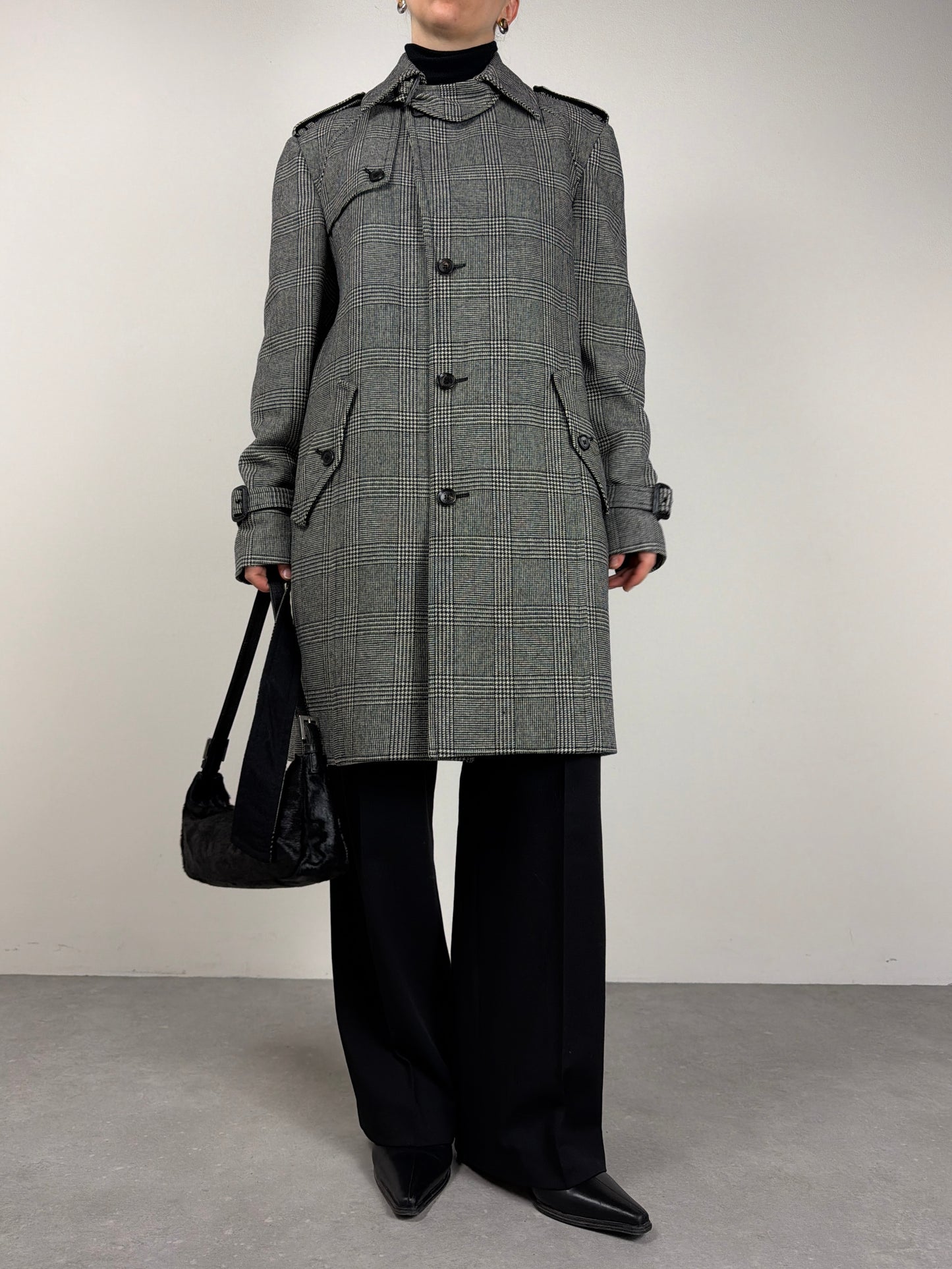 Paco Rabanne cappotto in lana a fantasia principe di Galles