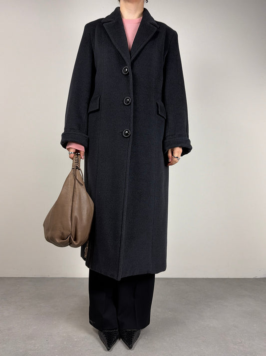 Cappotto vintage sartoriale in Baby Lama color grigio antracite