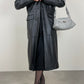 Leather long trench coat