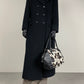 Cappotto lungo doppiopetto in beaver di lana, cashmere e angora