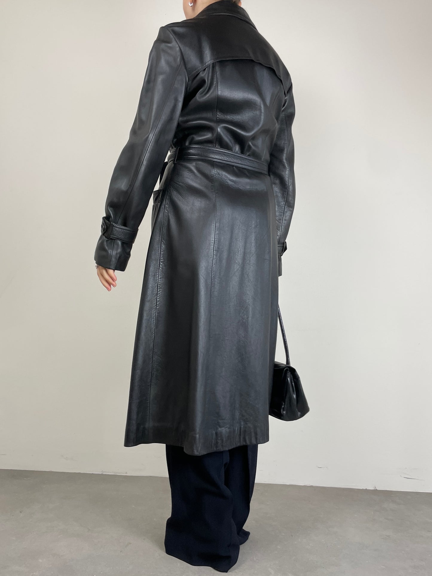 Trench vintage in vera pelle