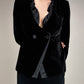 Armani Collezioni blazer in velluto nero con inserto in raso
