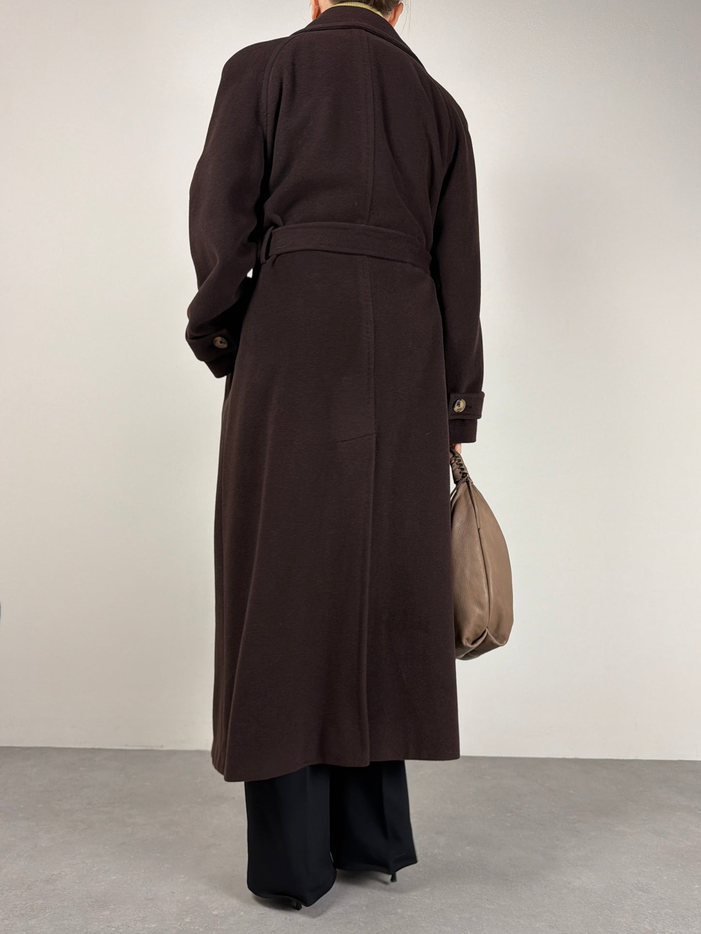 Cappotto lungo in lana color cioccolato