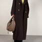 Cappotto lungo in lana color cioccolato