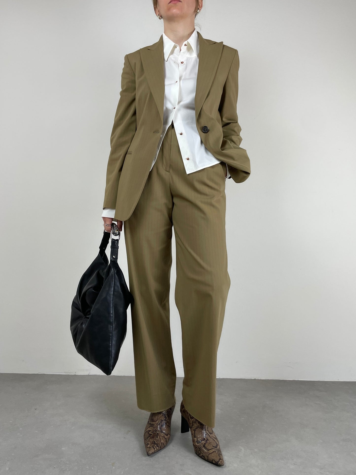 Completo vintage Made in Italy in misto lana gessato