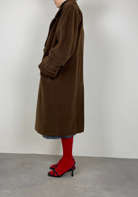 Wool and cashmere chocolate coat