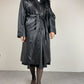 Trench in vera pelle con collo in pelliccia Mongolia
