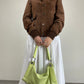 Borsa in vera pelle verde pastello