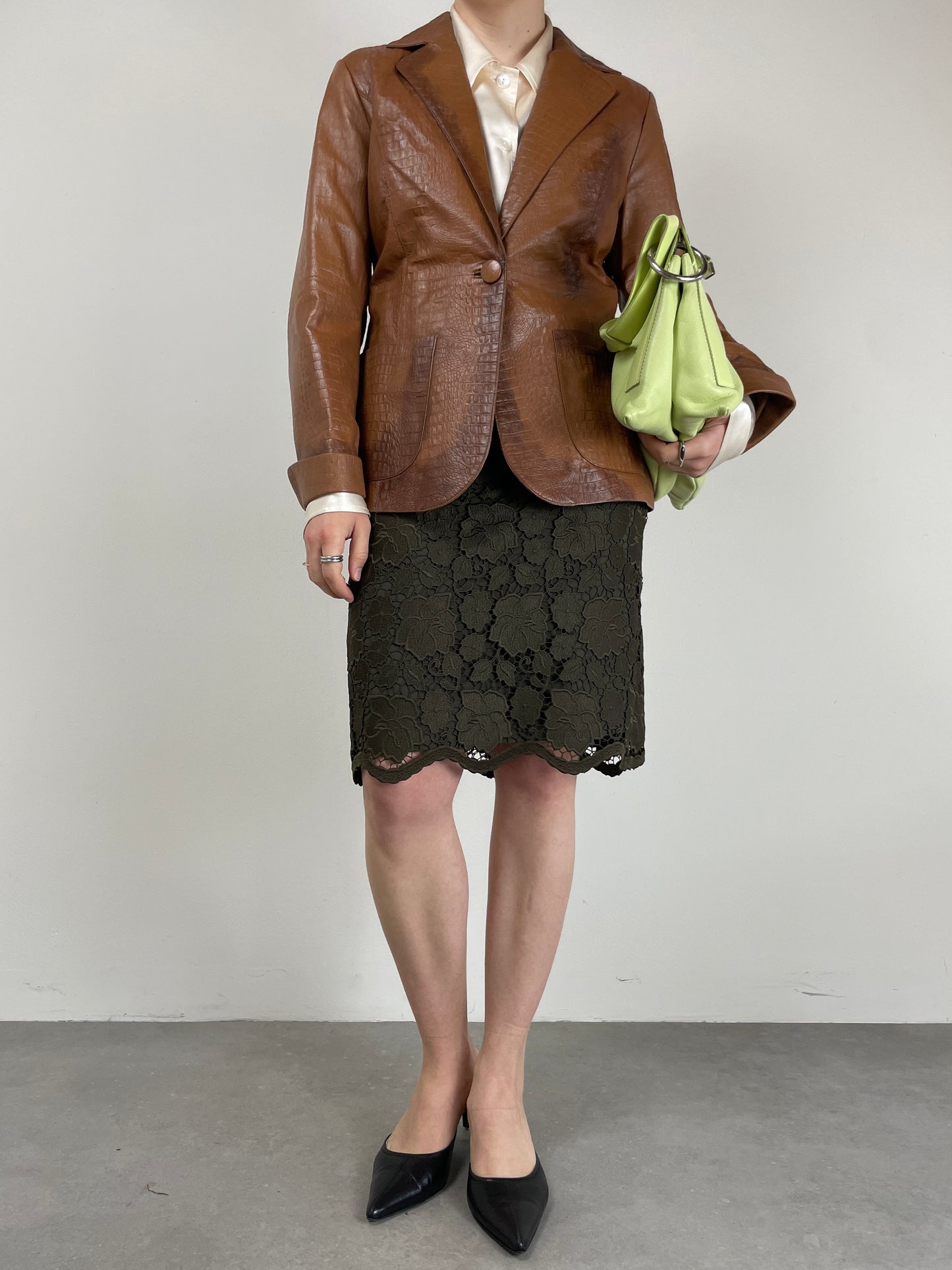 Blazer in vera pelle effetto cocco