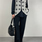 Gilet fatto a mano in lana con fiori e perline