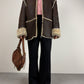 Shearling vintage made in Italy marrone con pelo beige