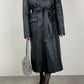 Leather long trench coat