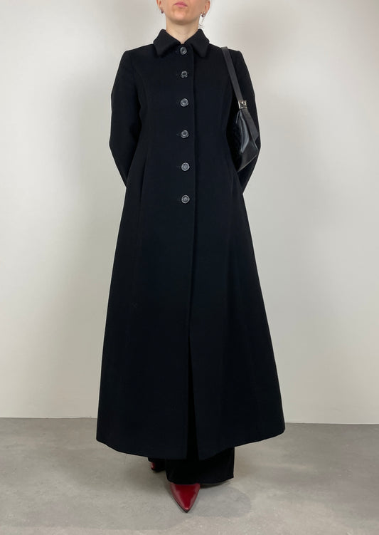 Black wool and angora long coat