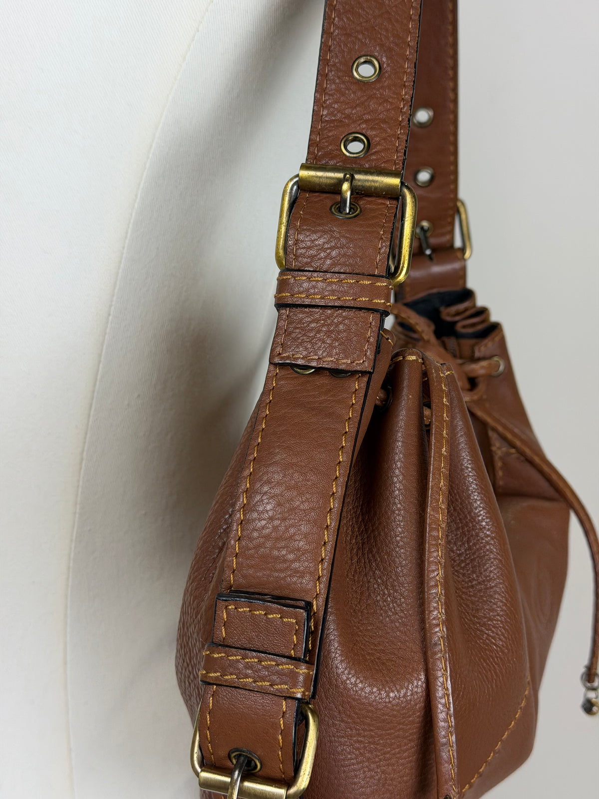 Borsa in vera pelle color cuoio