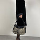 Borsa in vera pelle con pannello in cavallino zebrato
