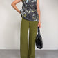 Pantalone vintage in seta verde oliva