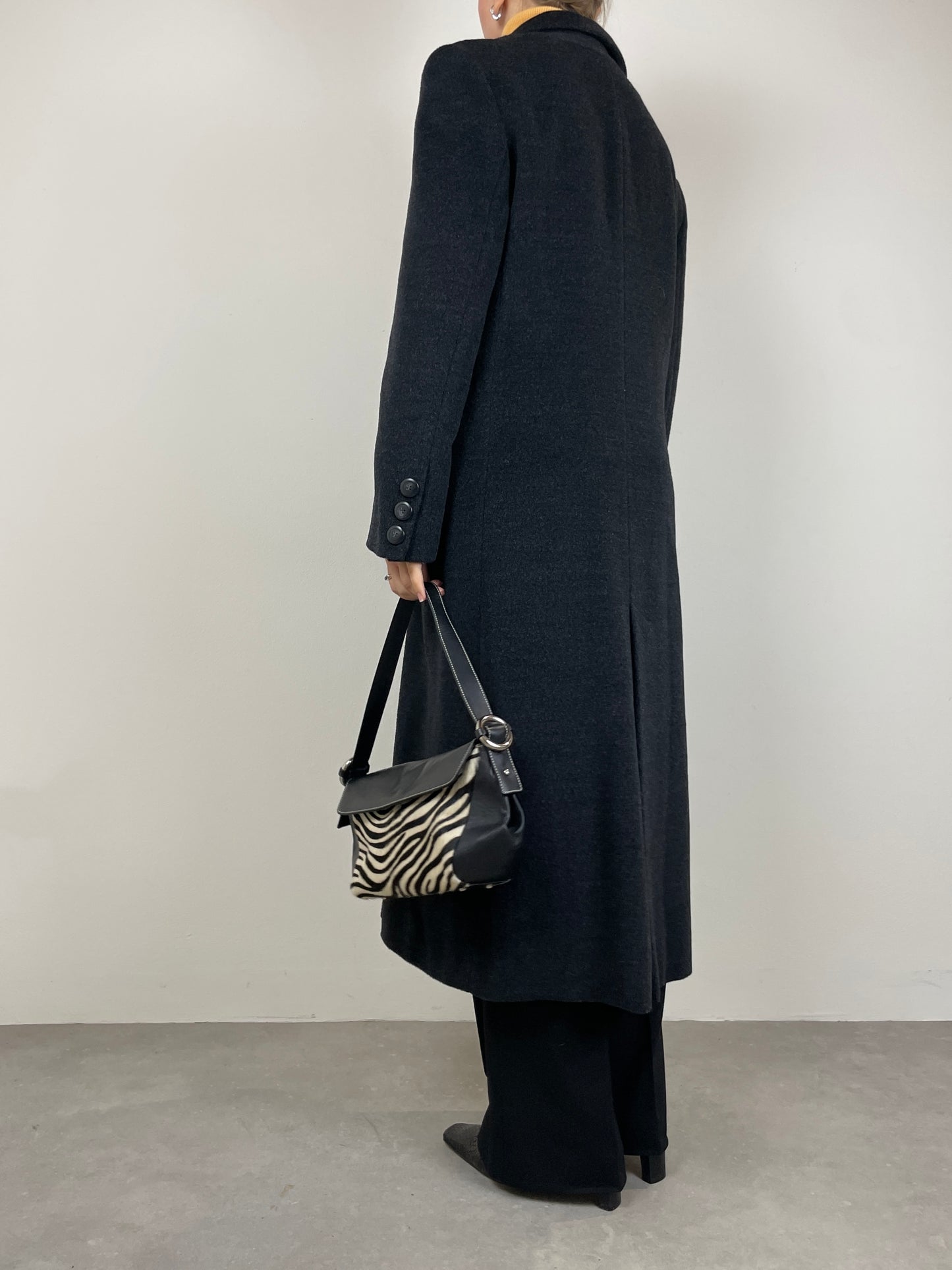Cappotto lungo in pura lana color grigio
