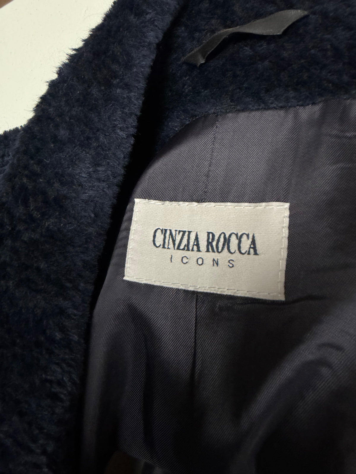 Cinzia Rocca Icon cappotto blu in alpaca e lana