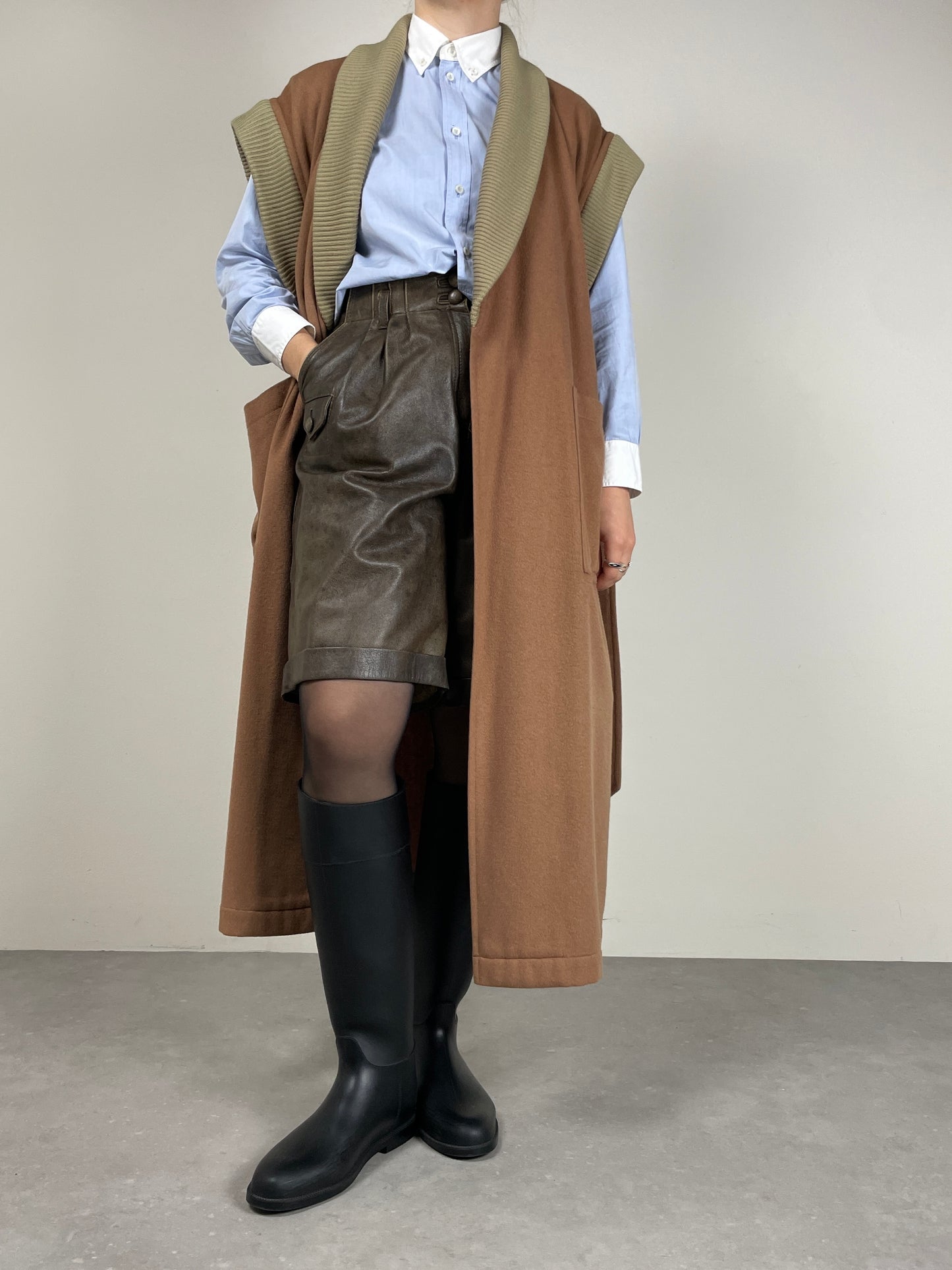 Cappotto vintage Cerruti in pura lana con maniche rimovibili