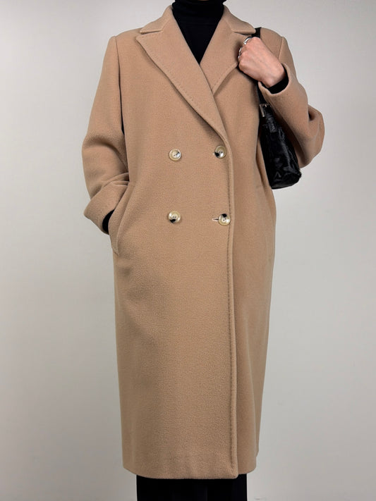 Cinzia Rocca cappotto in lana, lambswool e cashmere color beige