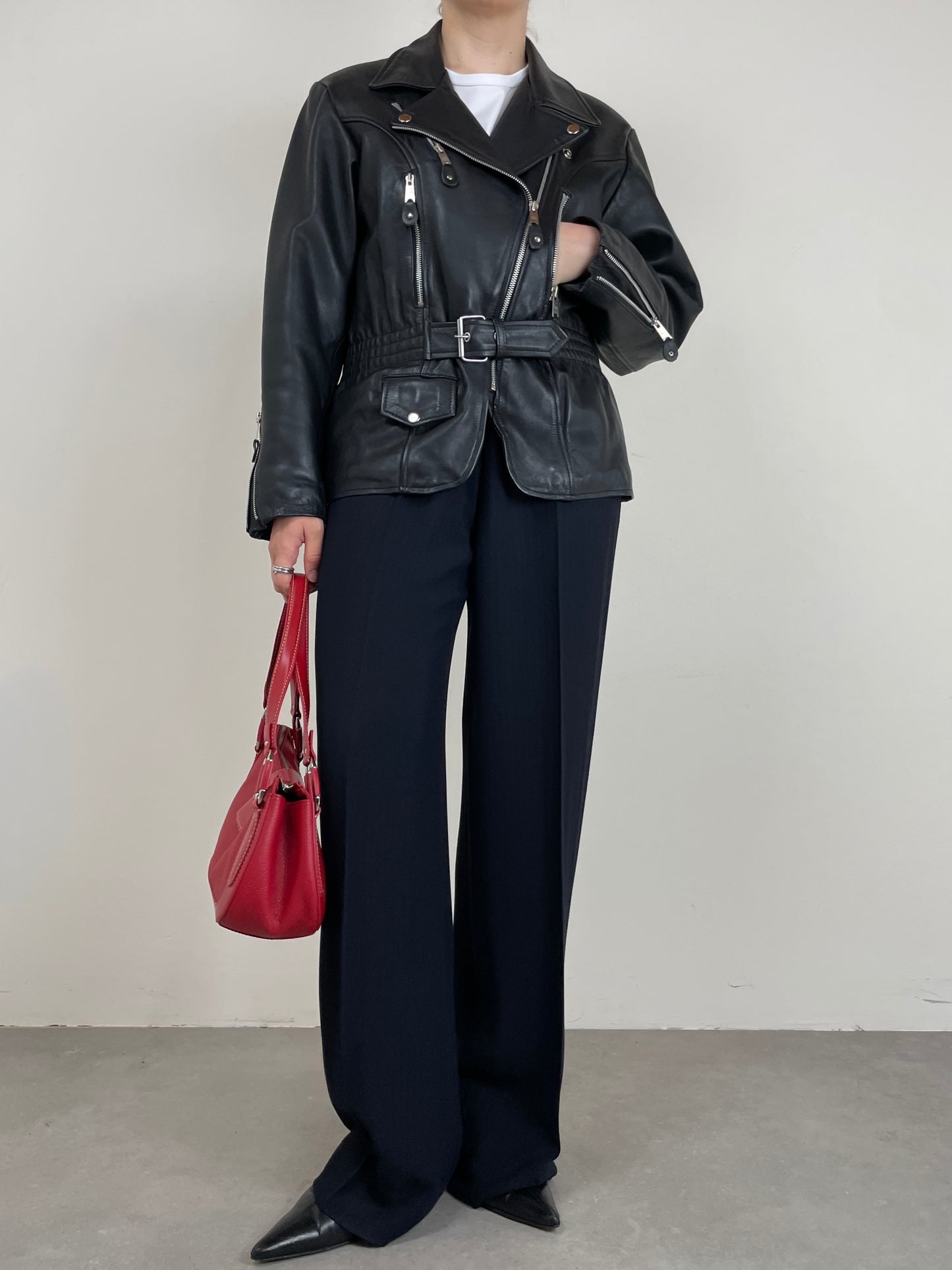 Chiodo vintage in vera pelle