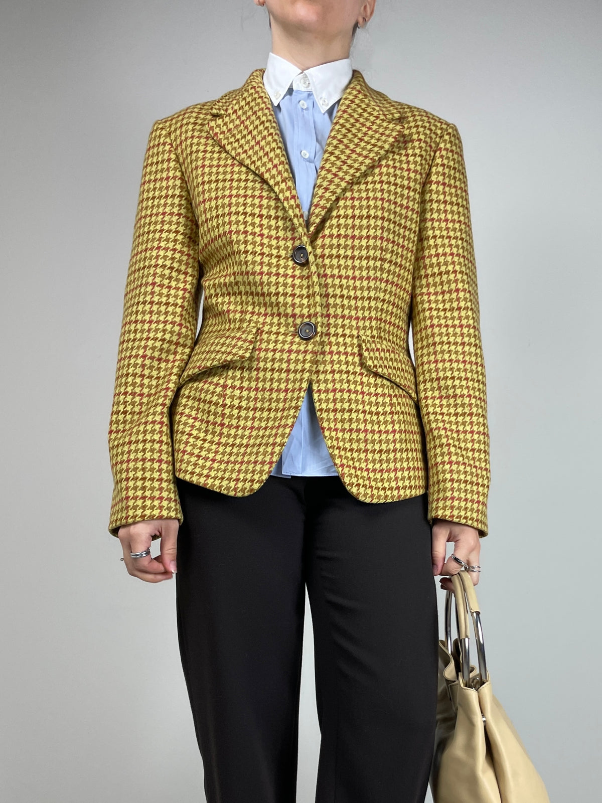 Blazer JIL SANDER in lana e cashmere pied de poule