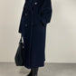 Cappotto a doppiopetto lungo blu in lana made in Italy
