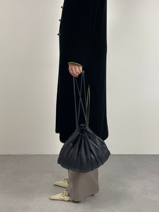 Borsa in vera pelle plissettata