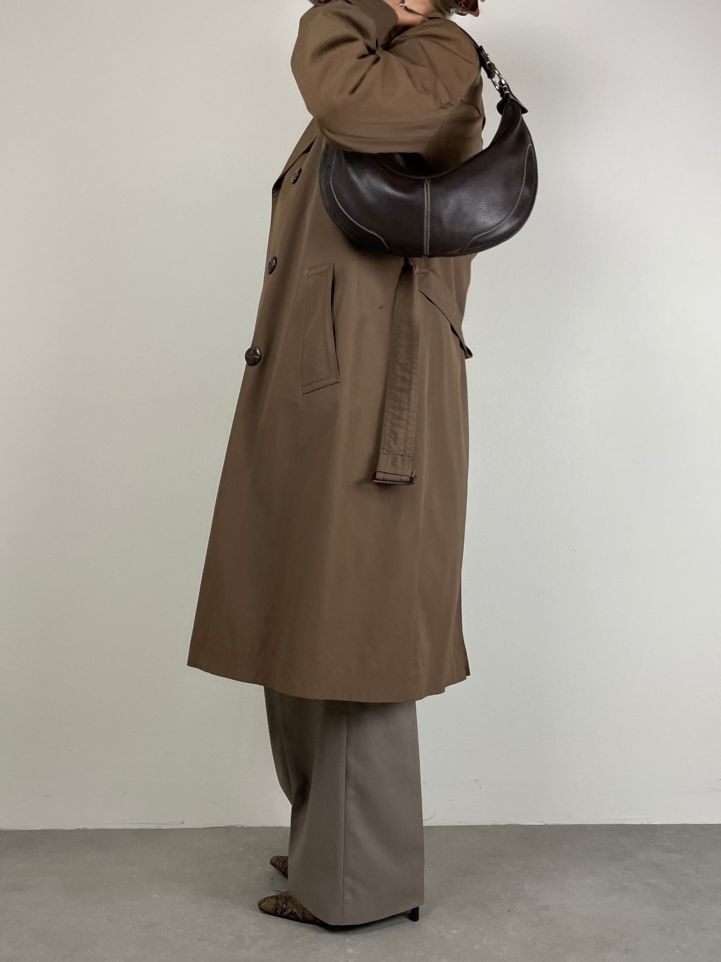 Trench vintage con gilet in finta pelliccia rimovibile