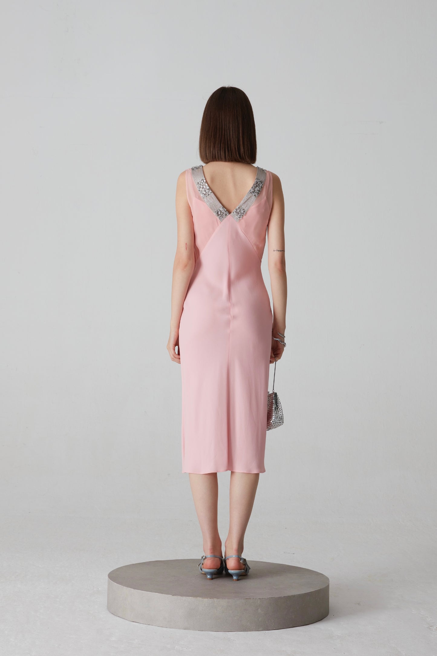 Abito vintage in pura seta rosa