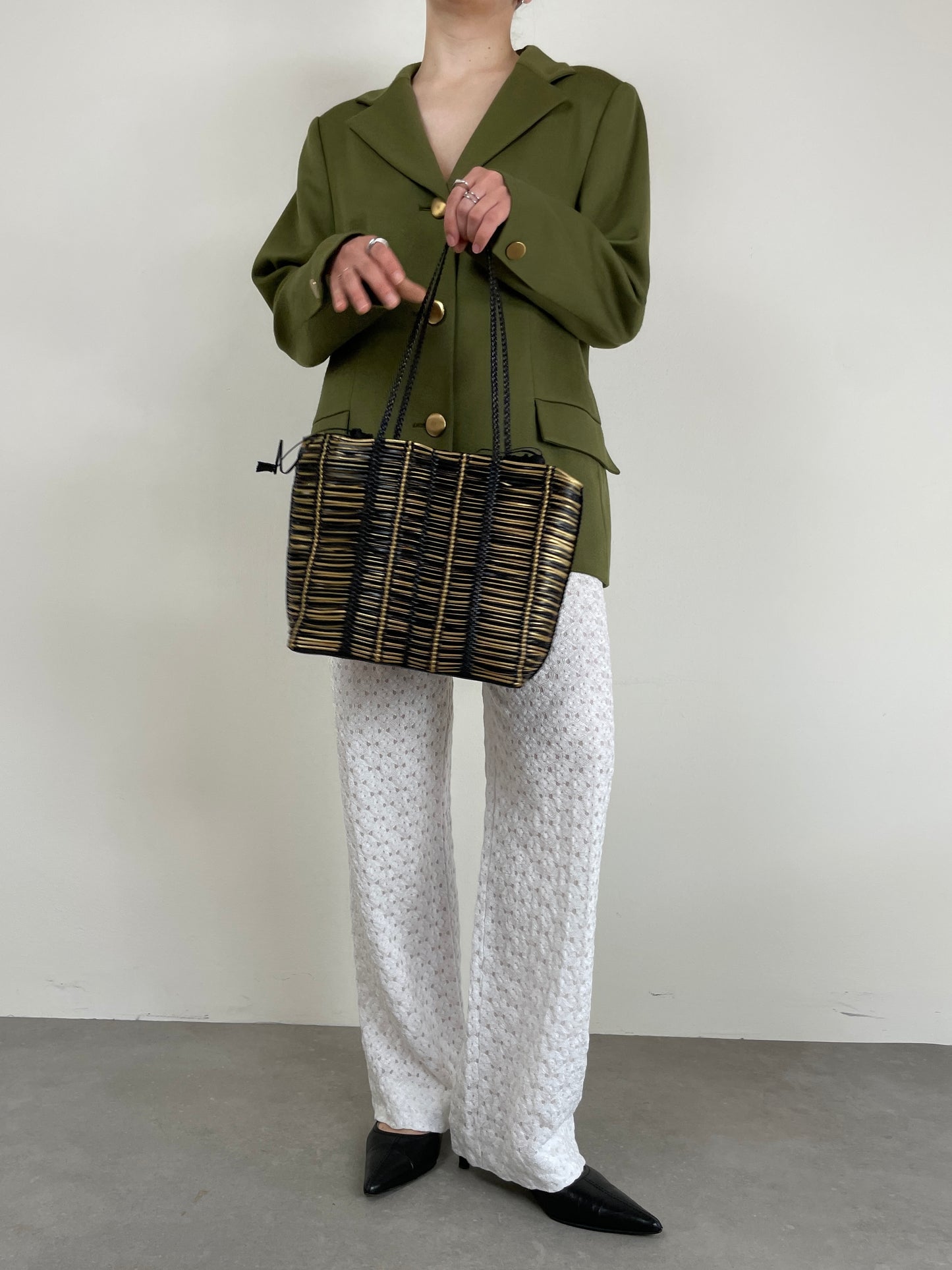 Borsa in vera pelle intrecciata