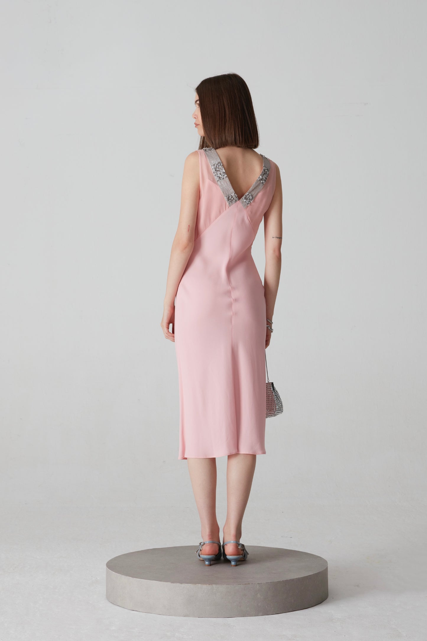 Abito vintage in pura seta rosa