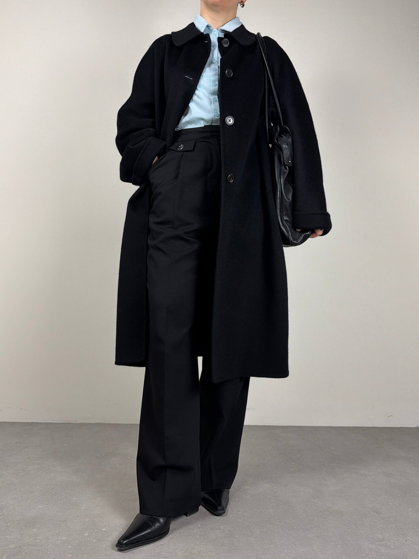 JIL Sander cappotto in drap di angora nero