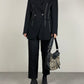 Blazer in lana vergine nero con ricami bianchi