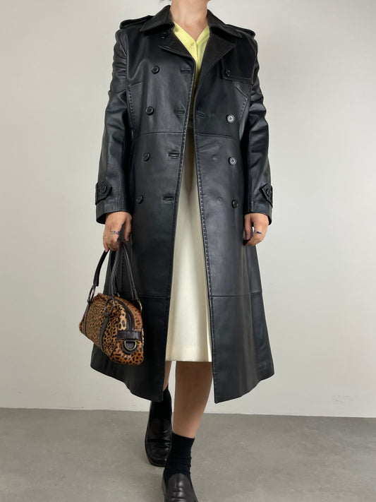 Trench vintage vera pelle nera