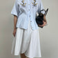 Camicia vintage in cotone con ricamo