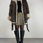 Shearling vintage marrone con pelliccia beige