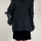 GENNY cardigan in misto mohair e seta con pelliccia Mongolia