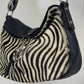 Borsa in vera pelle con pannello in cavallino zebrato