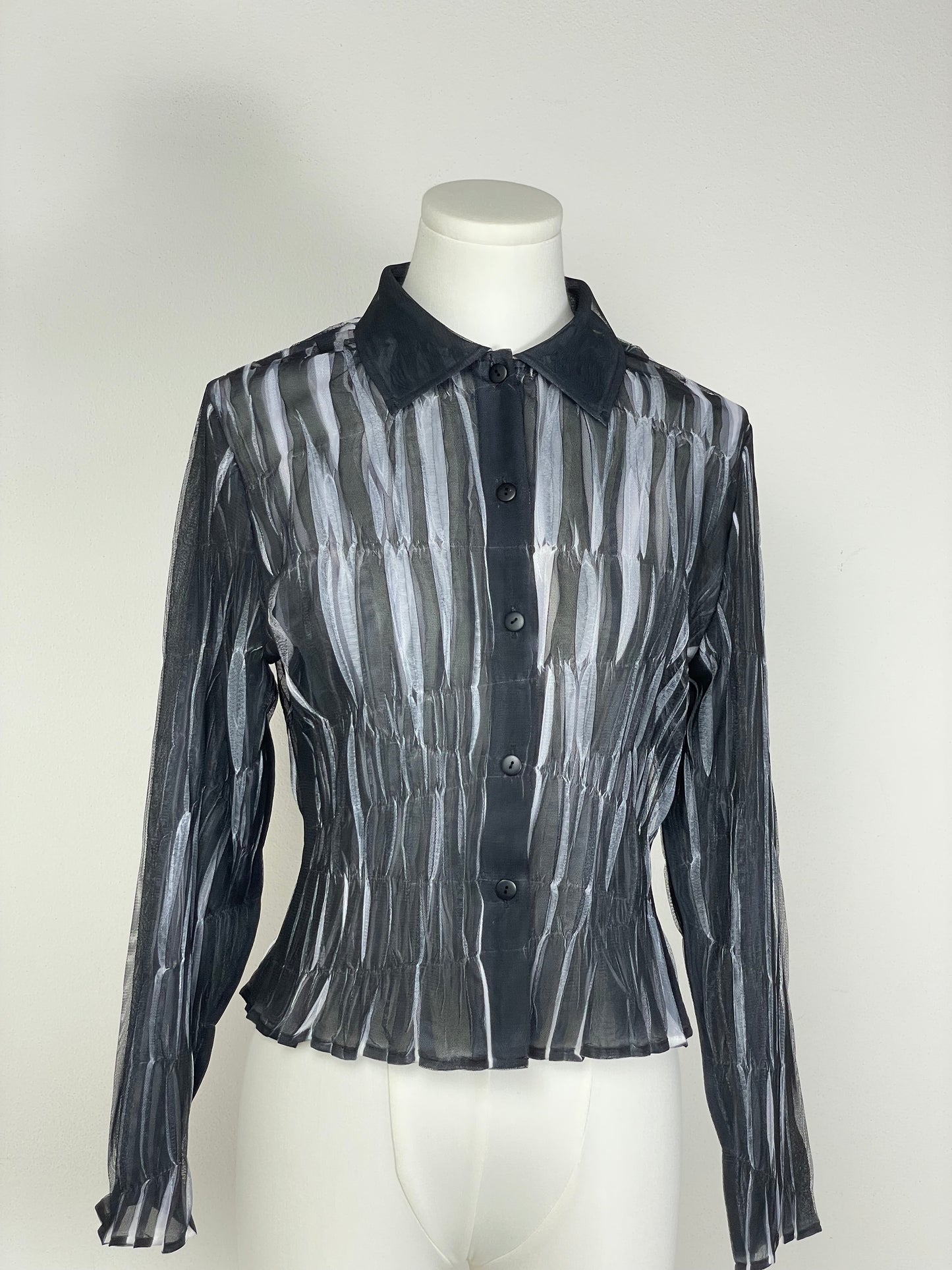 Camicia bicolor in tulle plissettato